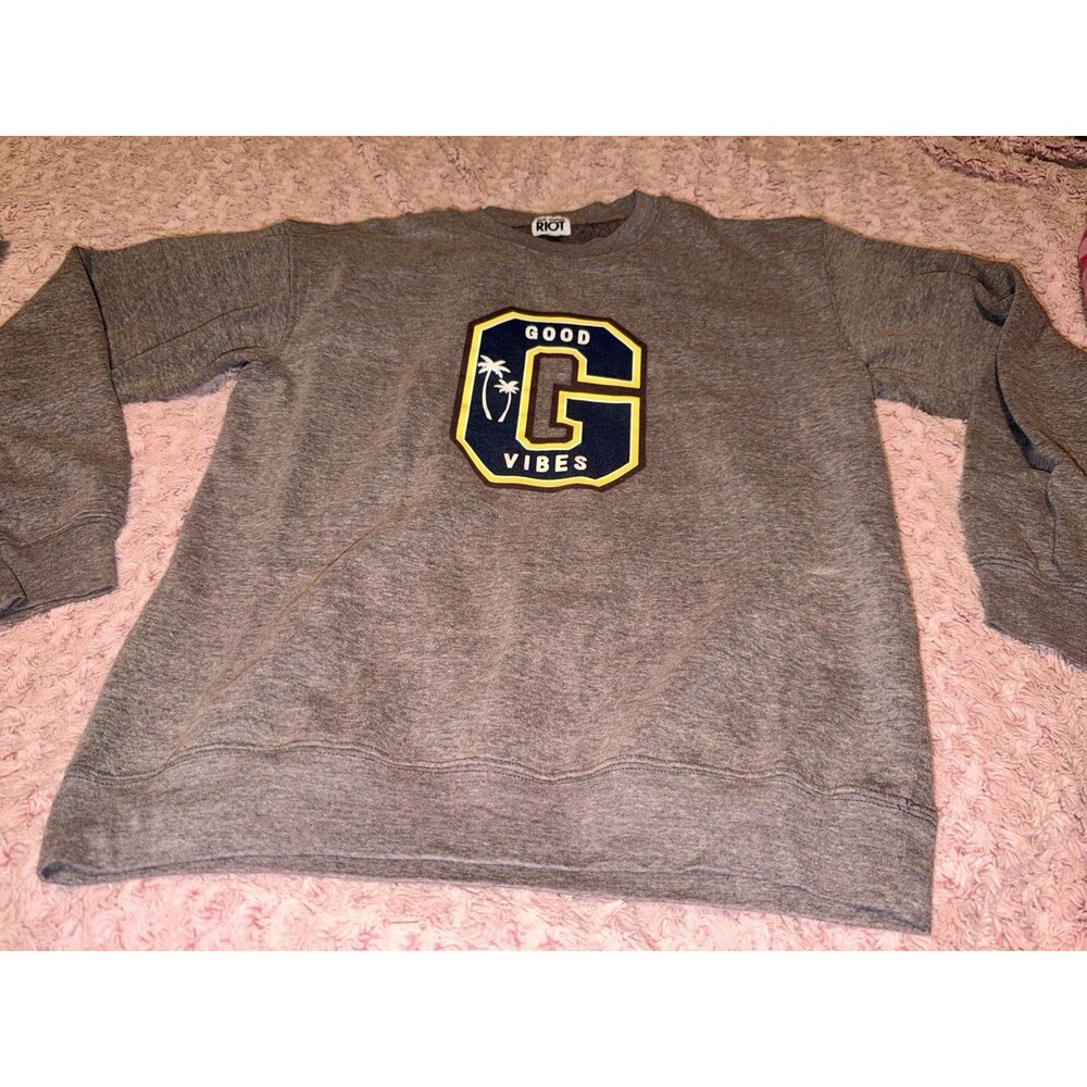 Suburban Riot Good Vibes Varsity Crewneck Sweatshirt Women's Size M